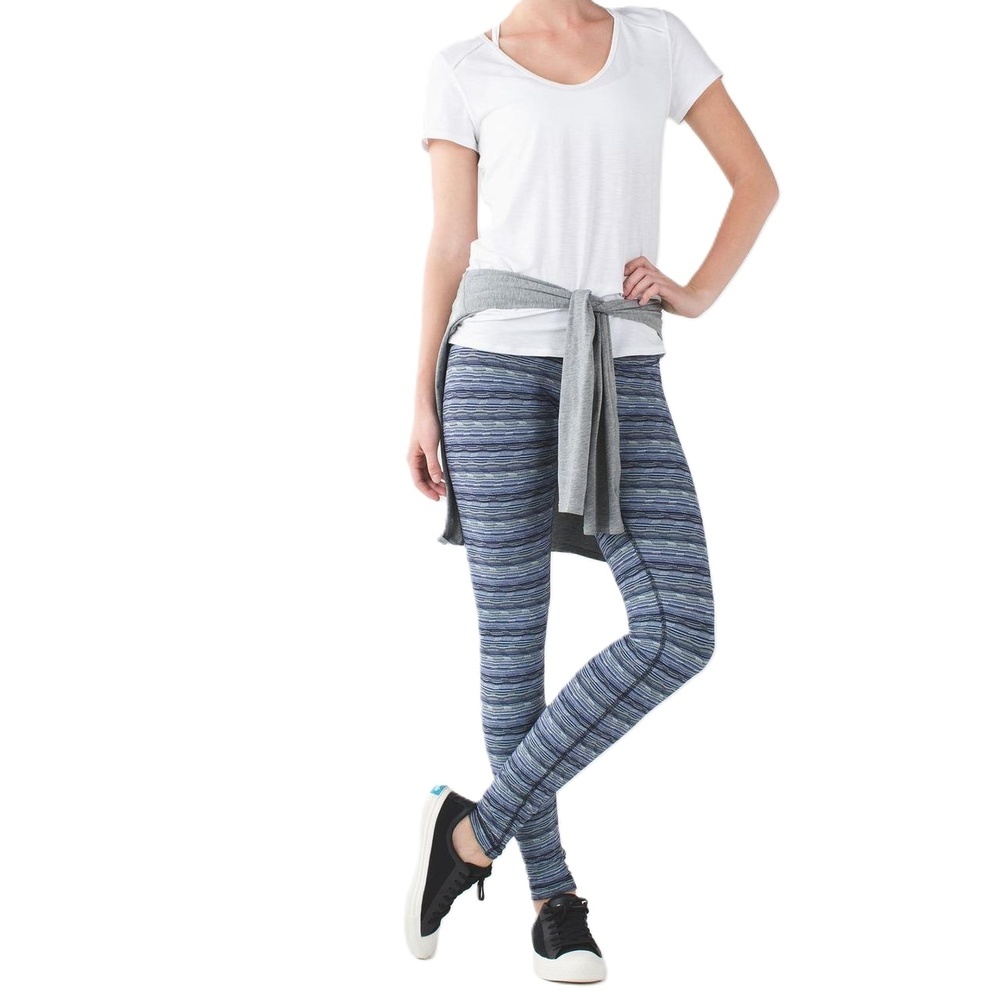 Lululemon Wunder Under Pant III Space Dye Twist Sapphire Blue Multi Legging Sz 4